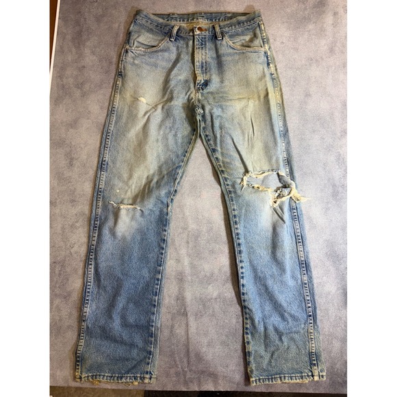 Rustler Other - Vintage Rustler Mens Straight Leg Distressed Light Wash Denim Jeans Blue 32x33